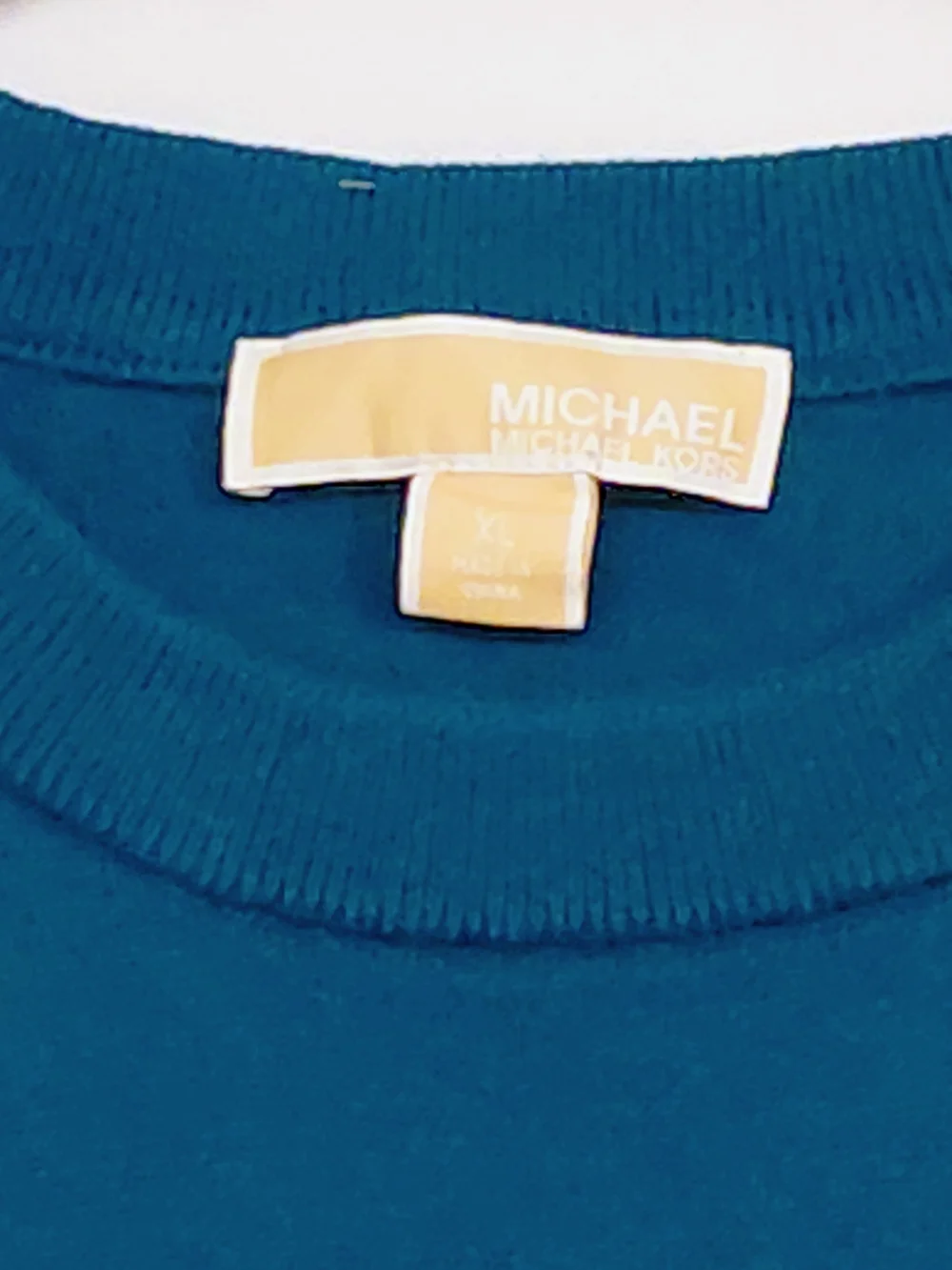 Michael Kors Teal Blue Crewneck Sweater with Crystal MK